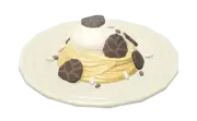 Espagueti con crema y trufa negra