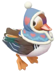 Pato mandarín con ropa de invierno