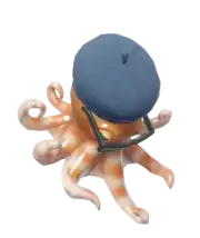 Pulpo pigmeo con sombrero de director cian