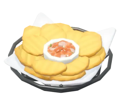 Papas fritas onduladas con salsa
